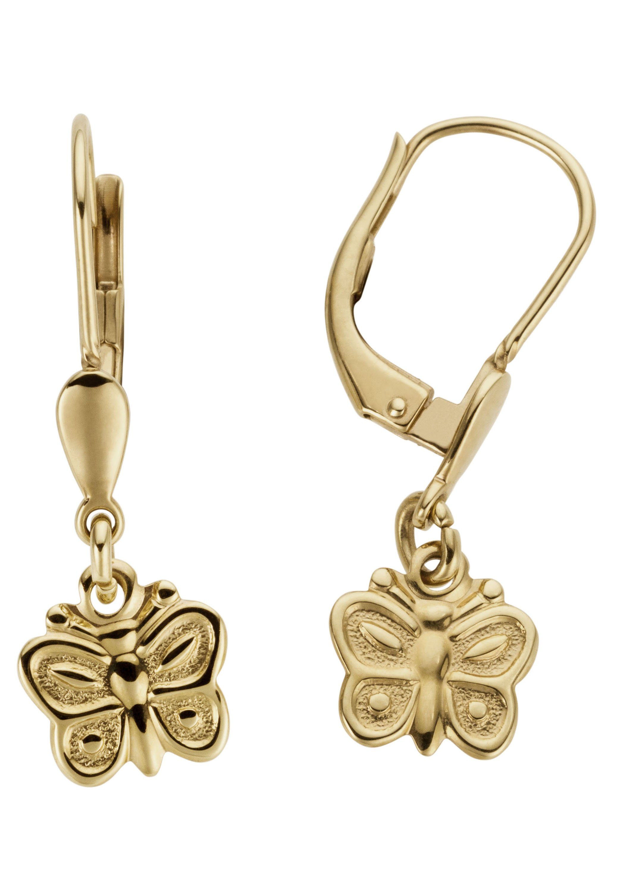 Paar Ohrhänger Schmuck Geschenk Gold 333 Ohrschmuck Patentbrisur Schmetterling
