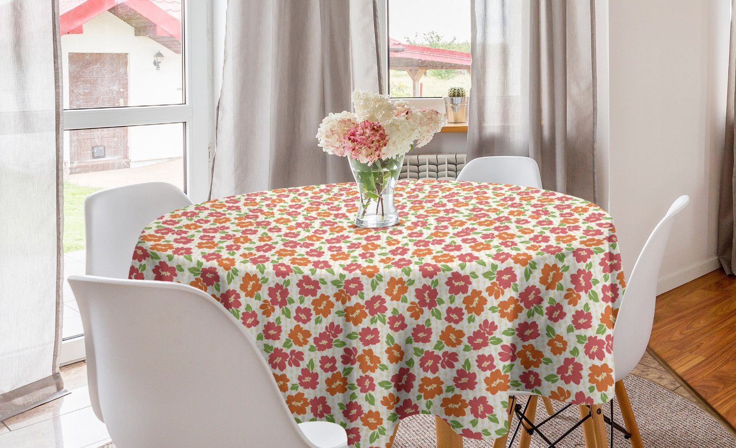 Abakuhaus Tischdecke Kreis Tischdecke Abdeckung für Esszimmer Küche Dekoration, Blumen Blumen auf verzieren Hintergrund | Tischdecken