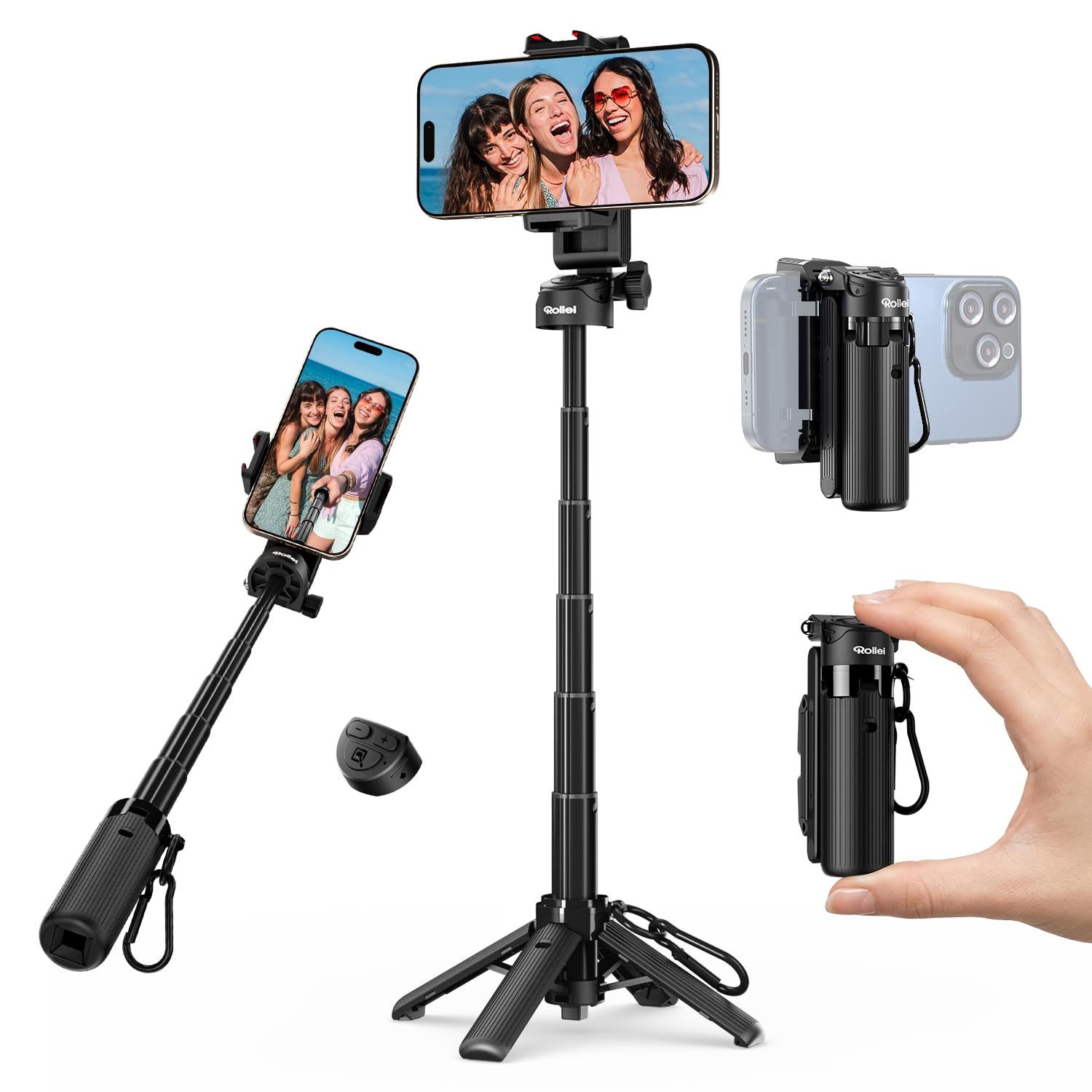Rollei 26982 Kamerastativ (3-in-1, verstellbar, tragbar, Bluetooth-Fernbedienung)