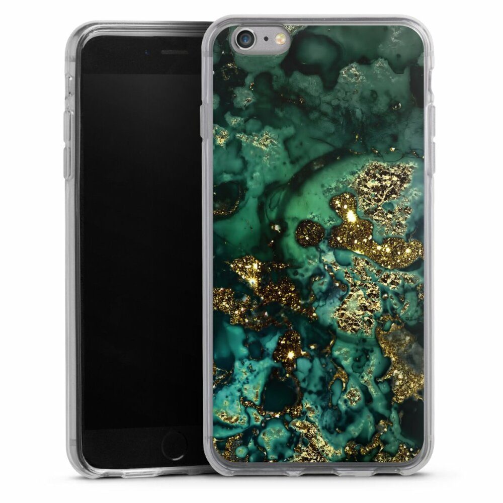 DeinDesign Handyhülle Marmor Glitzer Look Muster Cyan Glitter Marble Look, Apple iPhone 6s Plus Silikon Hülle Bumper Case Handy Schutzhülle