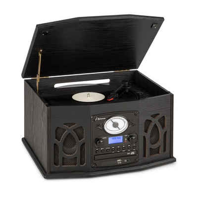 Auna »NR-620 DAB Stereoanlage Holz Plattenspieler DAB+ CD-Player schwarz« Plattenspieler (Bluetooth)