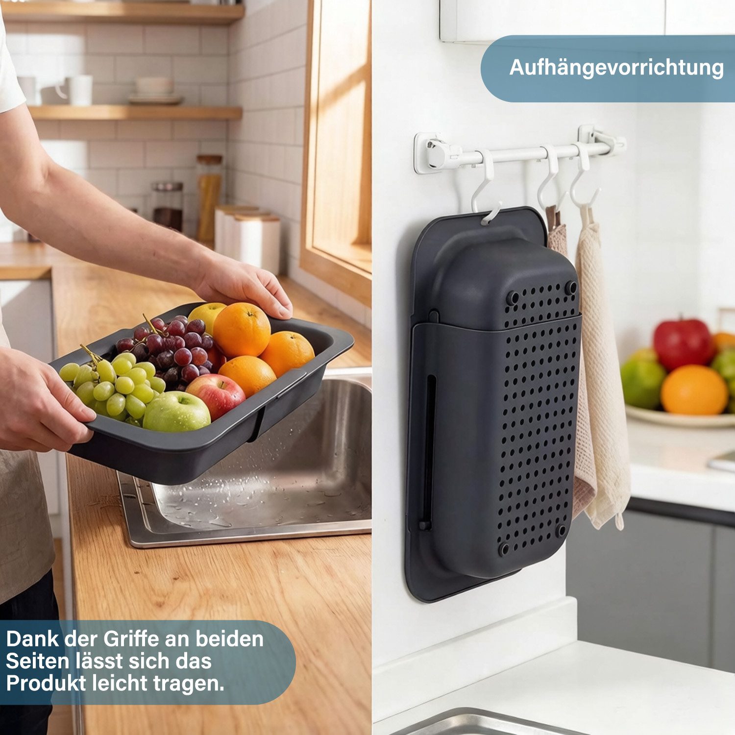 MOPUEA Küchensieb Küchensieb Sieb Ausziehbares Abtropfsieb Verstellbarer Sink Strainer, (pp, sicher, ungiftig, hitzebeständig bis 100°C, 1-St., löcher sorgen fü – Bild 3 von 5