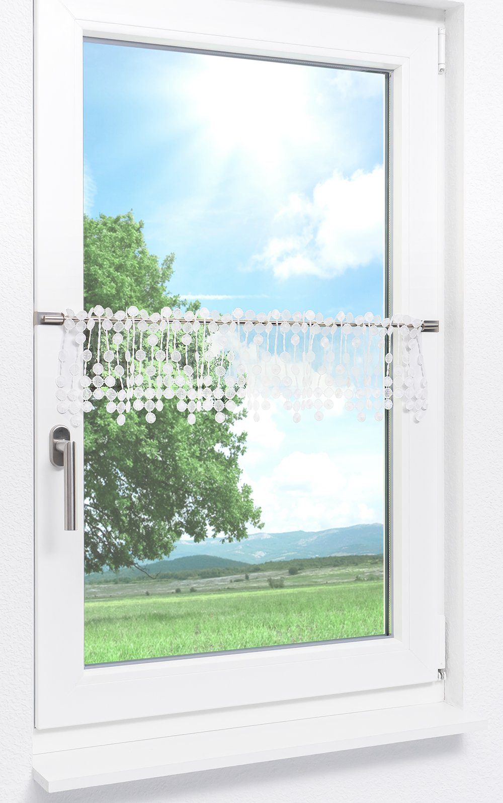 Plauener Spitze® Scheibengardine Pearl (1 St), transparent, HxB 18x40cm günstig online kaufen
