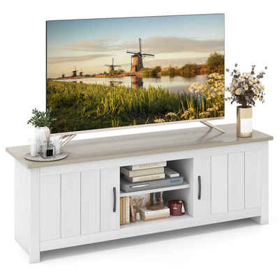 COSTWAY TV-Schrank Holz, mit Türen & offenen Regalen, 145x40x50cm