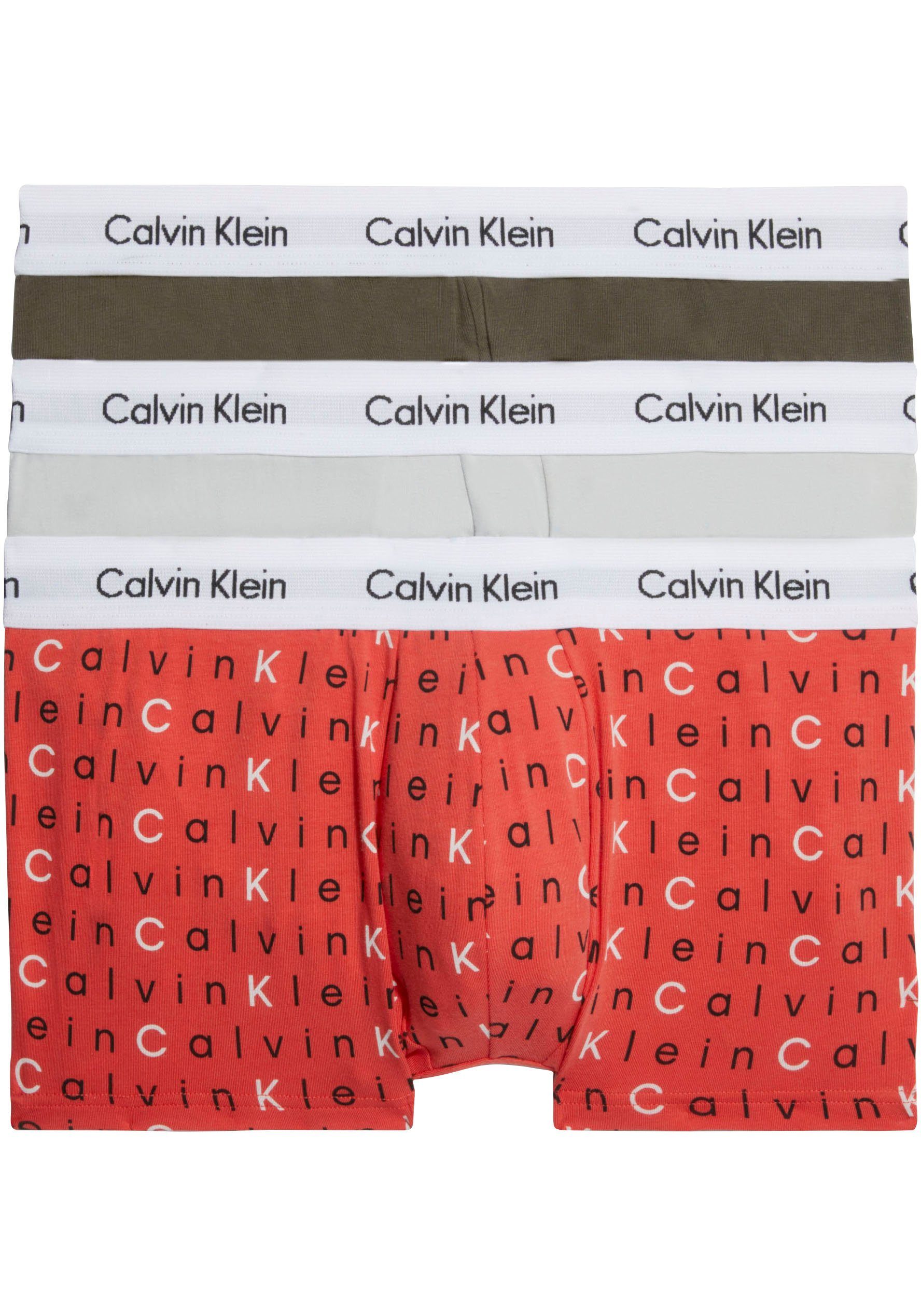 LOW TRUNK mit 3er-Pack) SD-LG-PR_CL-MLN&GX-GY&BR-BT-W/WH-WB RISE Calvin 3-St., (Packung, Trunk Logoschriftzügen Klein 3PK Underwear