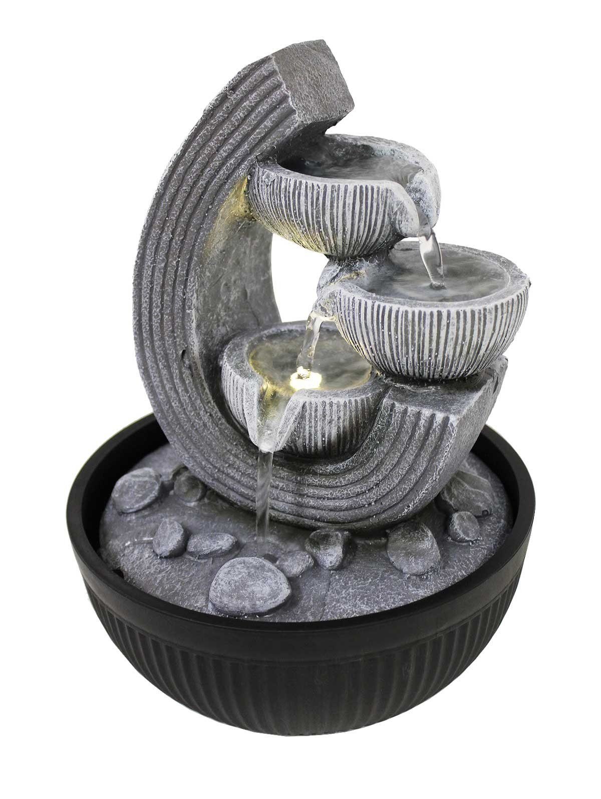 cm, Kiom 27 Zimmerbrunnen antik Led grau Tischbrunnen cm FoBacinelle 20.5 Breite