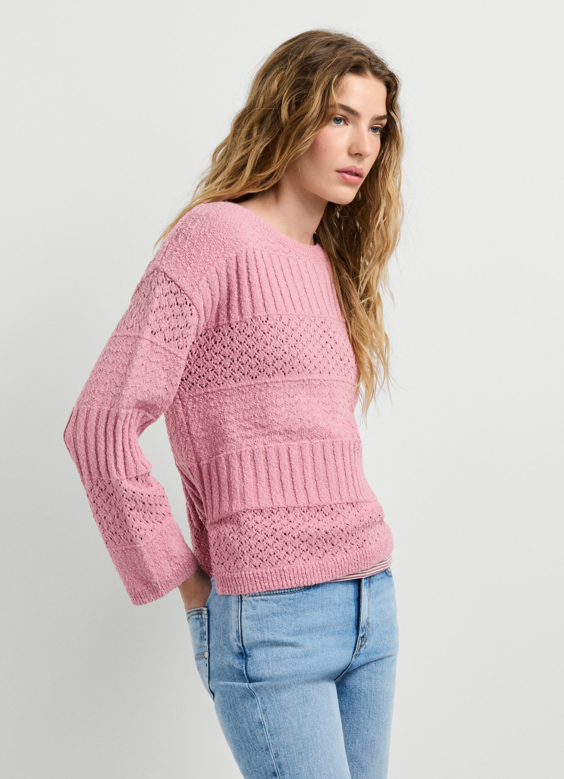Pepe Jeans Strickpullover ALAYA im Strukturmix, reine Baumwolle