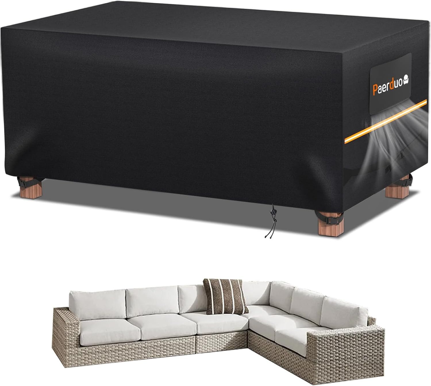 Paerduo Gartenmöbel-Schutzhülle Wasserdichte Gartenmöbel-Abdeckung 420D Oxford-Polyester UV-Schutz (Outdoor Schutzhülle für Gartenmöbel – Wasserdicht & Winddicht, Gartenmöbel-Abdeckung inkl. Aufbewahrungstasche für Schutz & Ordnung), Robuste Gartenmöbel-Abdeckung, UV-beständig, 420D Polyester