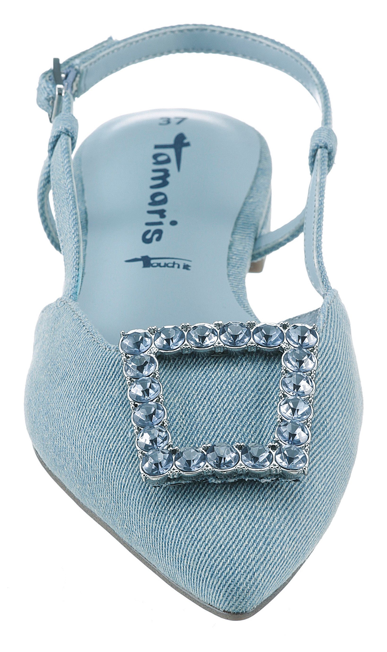 Tamaris Slingpumps, Blockabsatz, Sommerschuh mit schickem Schmuckelement