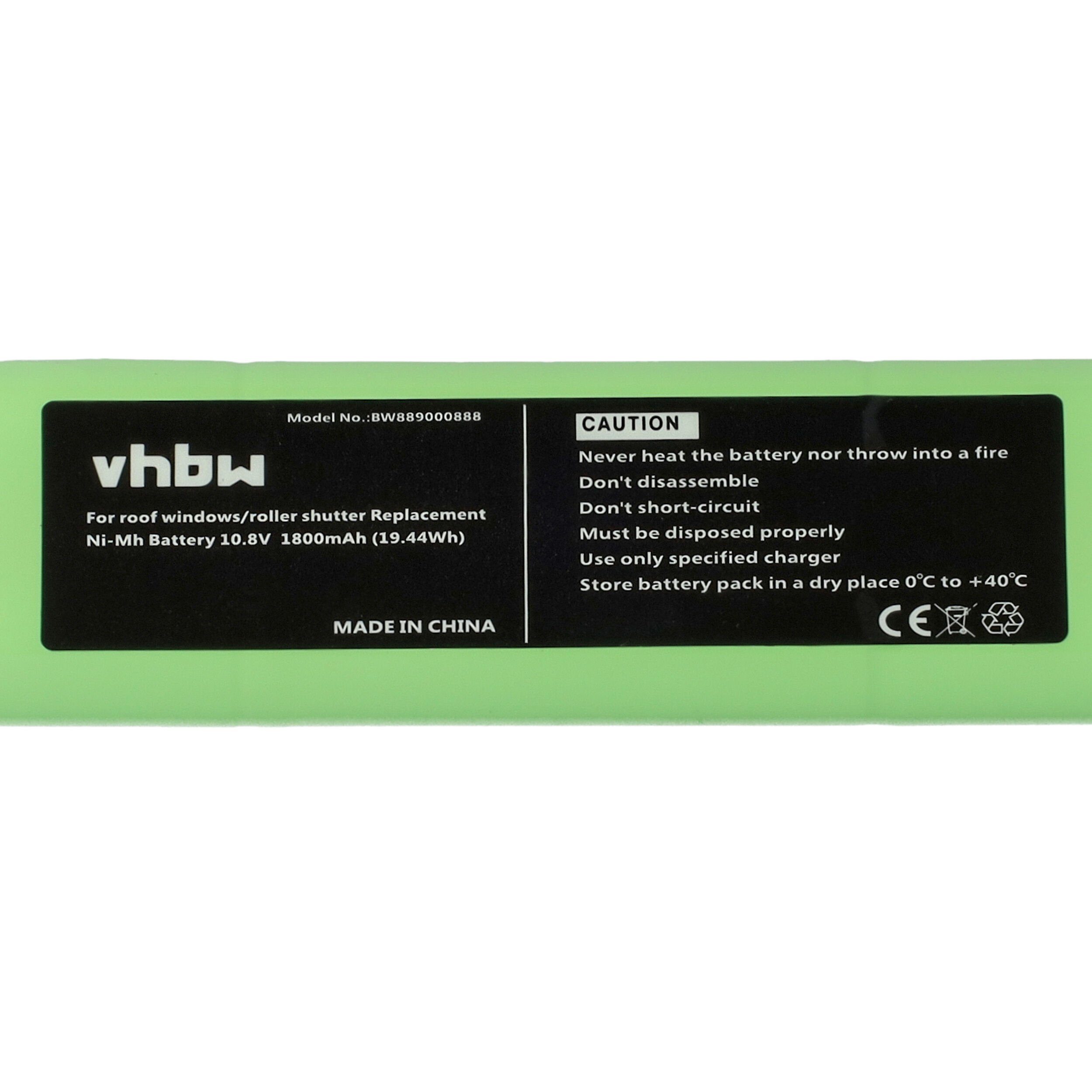 vhbw 1800 mAh V) kompatibel (10,8 mit Velux Akku NiMH