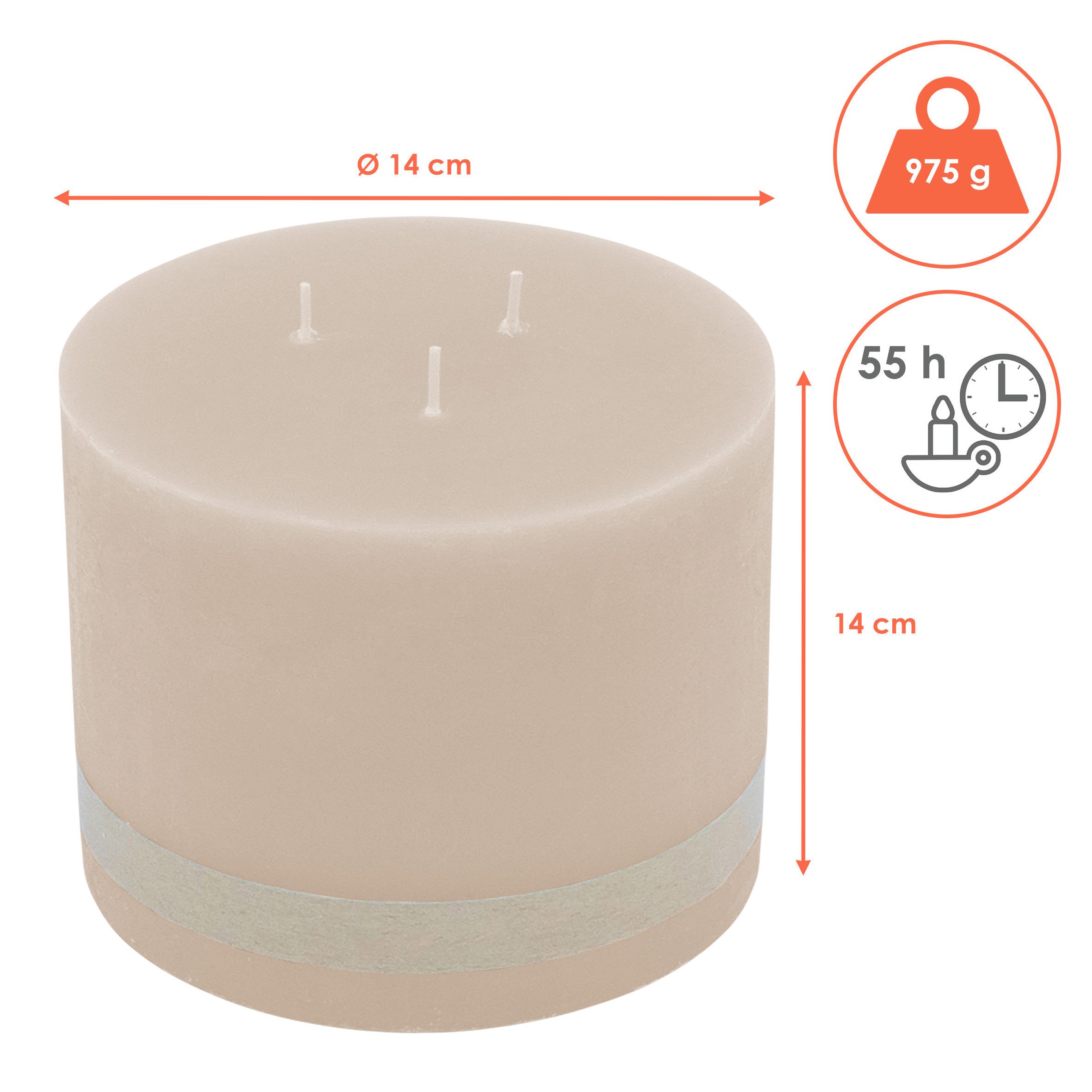 Spetebo Stumpenkerze (Packung, 1-tlg., mit 3 Dochten), Große Stumpen Kerze günstig online kaufen