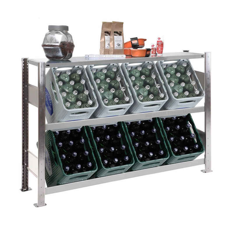 SCHULTE Lagertechnik Regal Getränkekistenregal für 8 Kästen, 100x136x33,6 cm + Fachboden 150kg