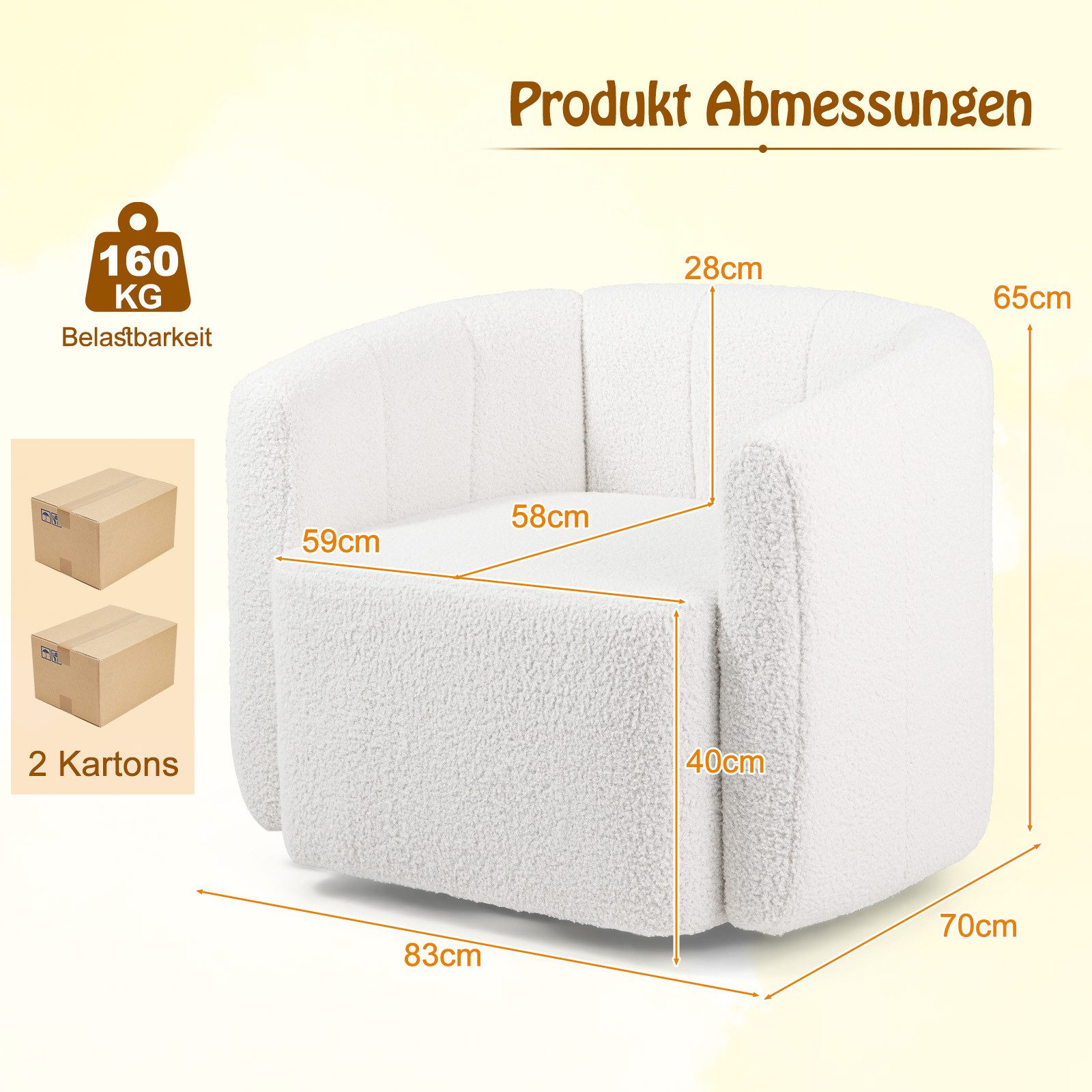 KOMFOTTEU Relaxsessel, Akzentstuhl mit Armlehnen & 360° Schwenk-Metallbasis