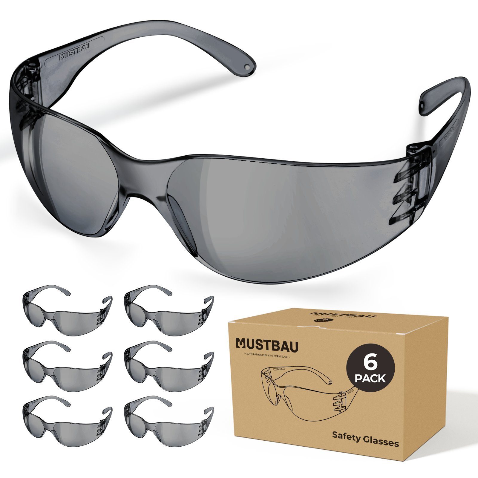Mustbau Arbeitsschutzbrille, Schutzbrille Sicherheitsbrille Laborbrille Anti-Beschlag Schwarz