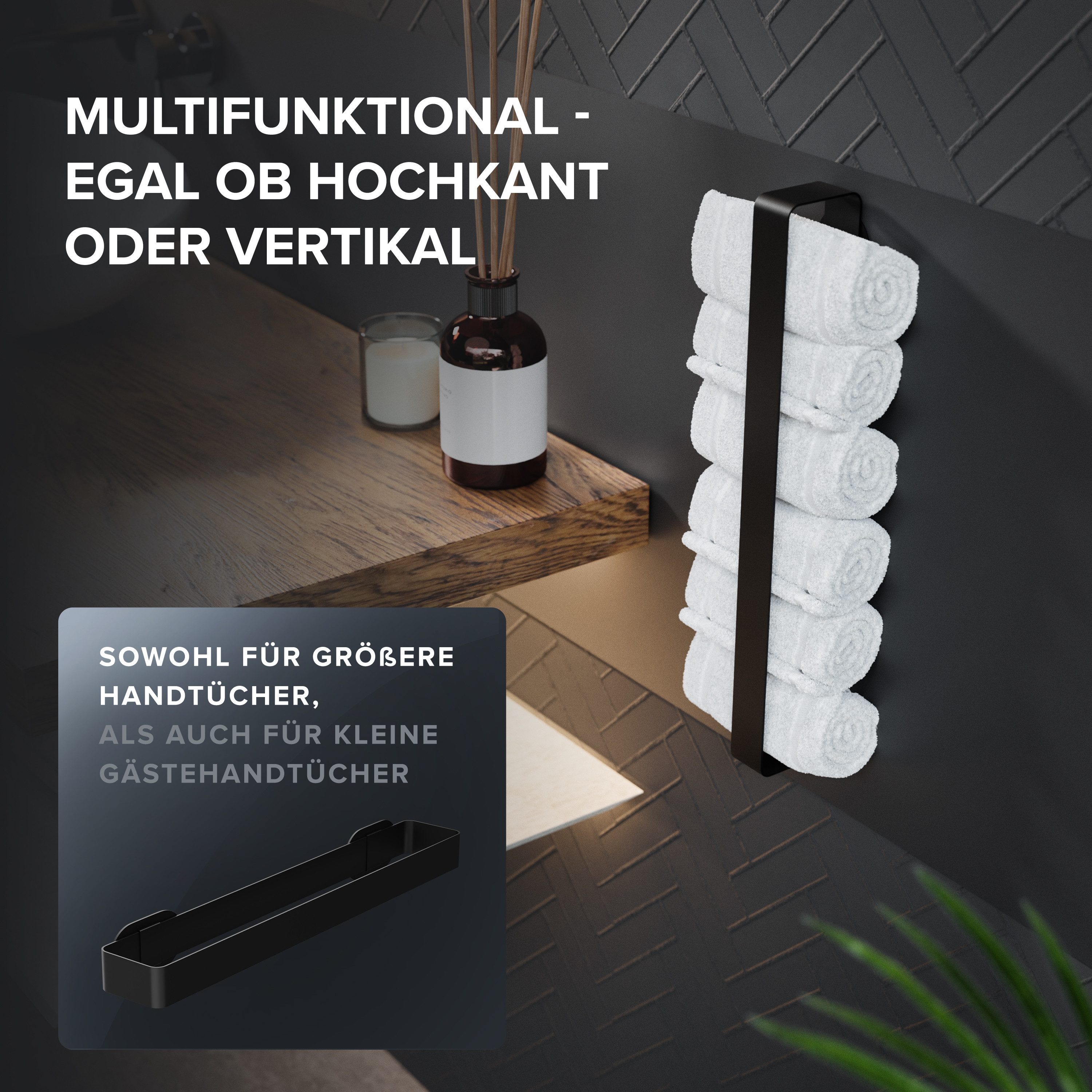 ovimar Handtuchhalter Andoya, aus Edelstahl in Schwarz zur Zum Kleben günstig online kaufen