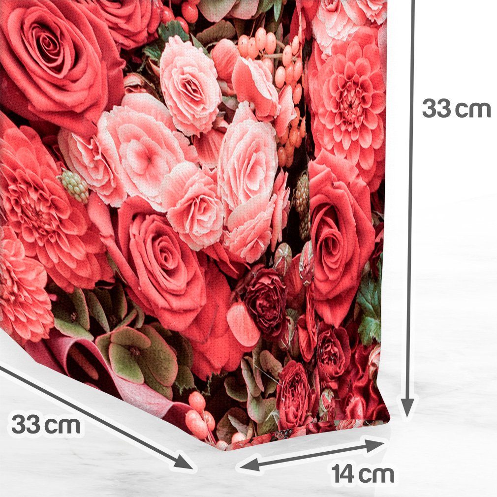 VOID Henkeltasche (1-tlg), Hochzeit Heirat Blumenstrauss rot blume rosé hintergrund foto Blumen