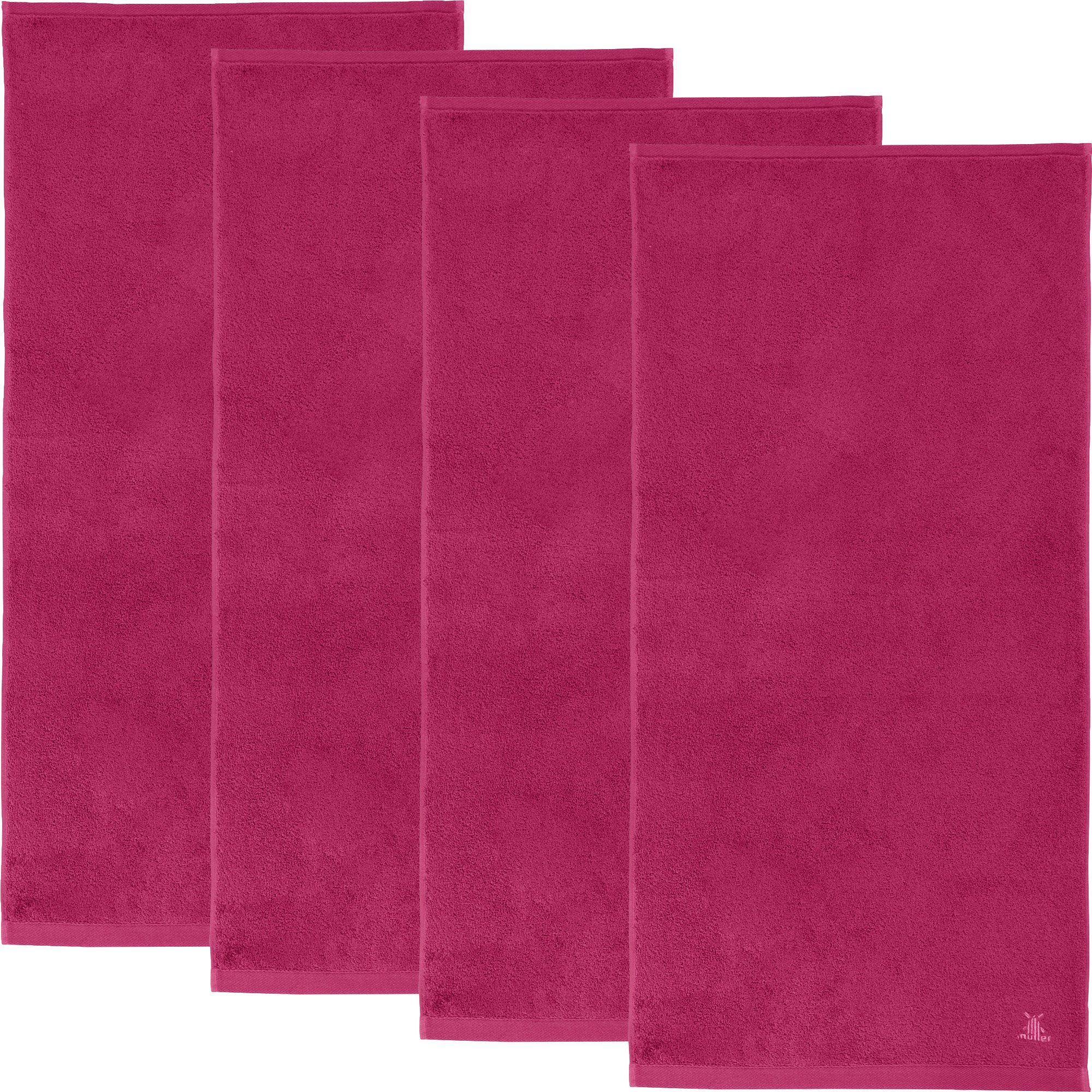 Erwin Müller Duschtuch Duschtuch "Heidenheim" 4er-Pack, Frottier (4-St), Walk-Frottier Uni fuchsia