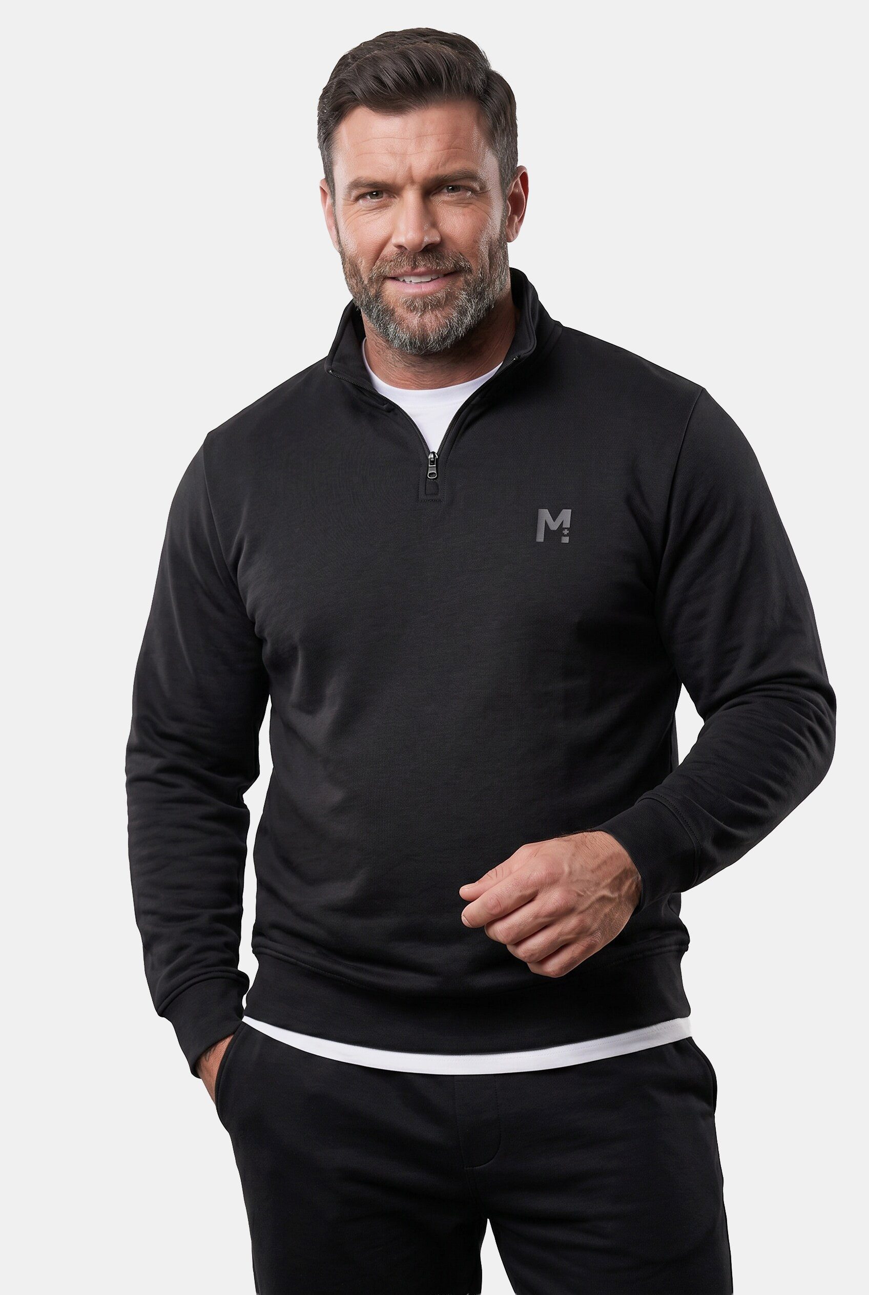 Men Plus Sweatshirt Sweat-Troyer Basic Zippkragen