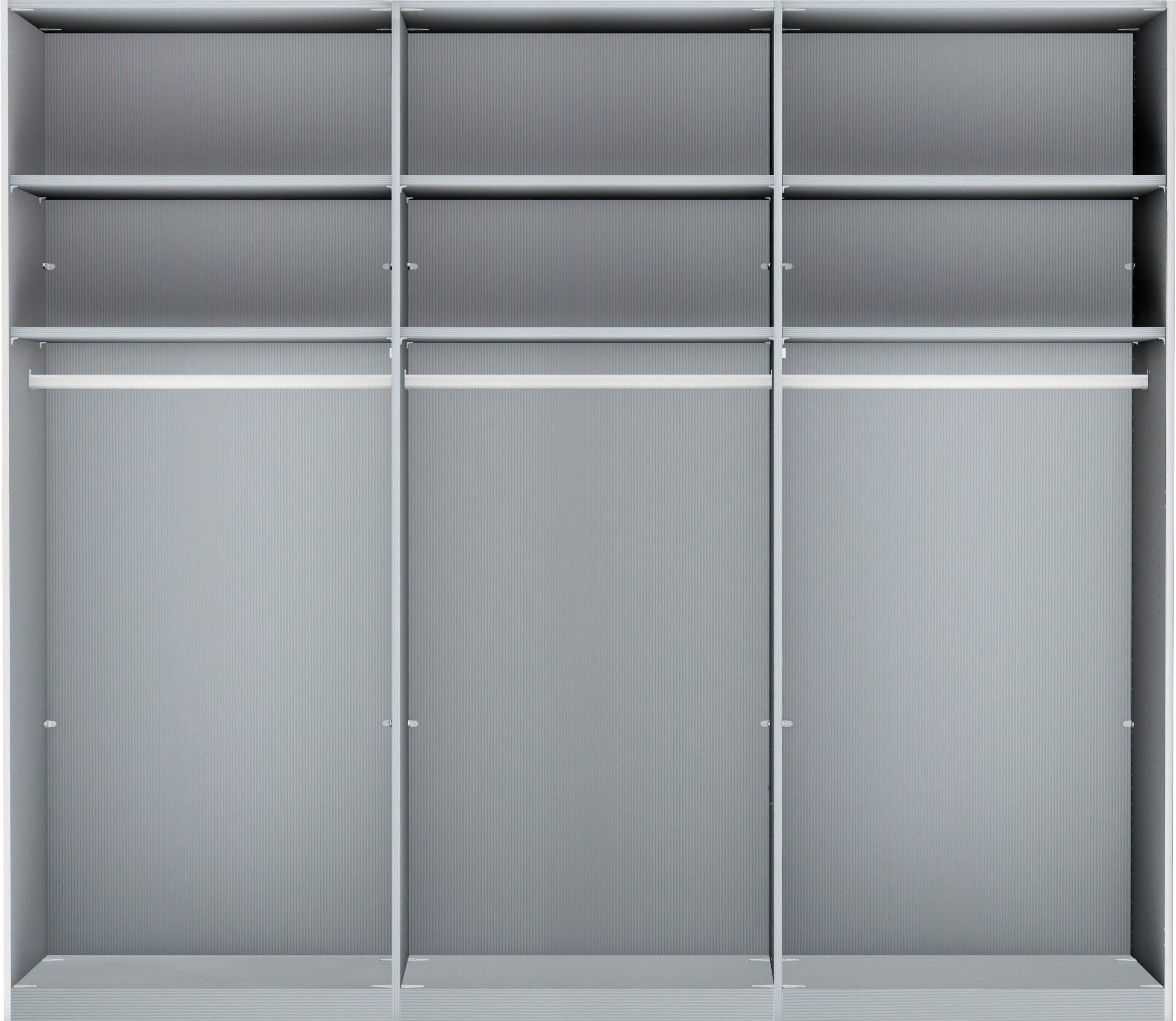 WIEMANN Schwebetürenschrank Monaco, Kleiderschrank, Schrank, Wäscheschrank, mit Schiebetüren (2 Breiten, 2 Höhen 216/236 cm auswählbar, MADE IN GERMANY) hochwertige Glas- und Spiegelfront, variable Inneneinteilung
