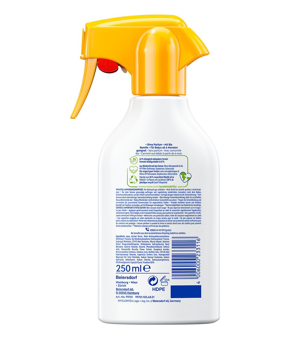 Nivea Sun Sonnenschutzpflege Babies & Kids Sensitiv Schutz Sonnenlotion LSF 50+ 250ml, 1-tlg., Sensitive Protect Trigger Spray