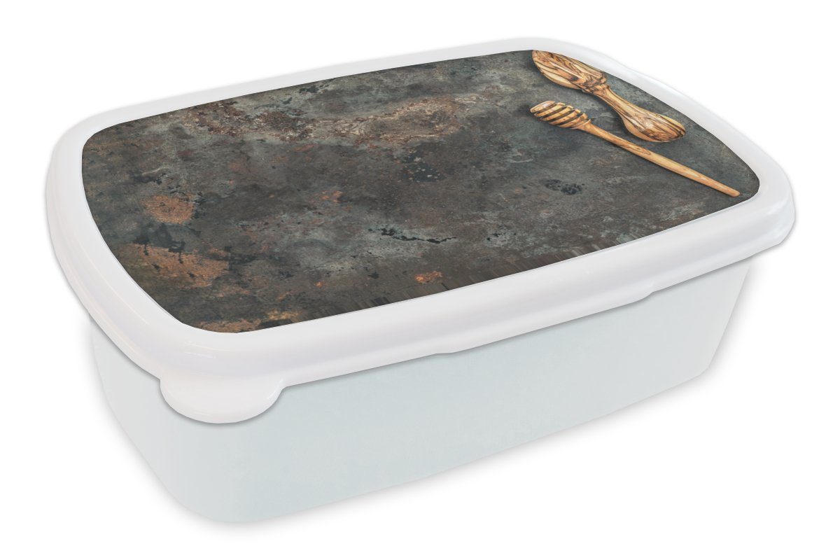MuchoWow Lunchbox Küchenutensilien - Kochen - Teller, Kunststoff, (2-tlg), Brotbox für Kinder und Erwachsene, Brotdose, für Jungs und Mädchen weiß