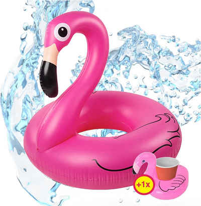 SwimAlot® Schwimmring Flamingoring ca. 110 cm Schwimmring aufblasbar mit Getränkehalter (1-tlg)