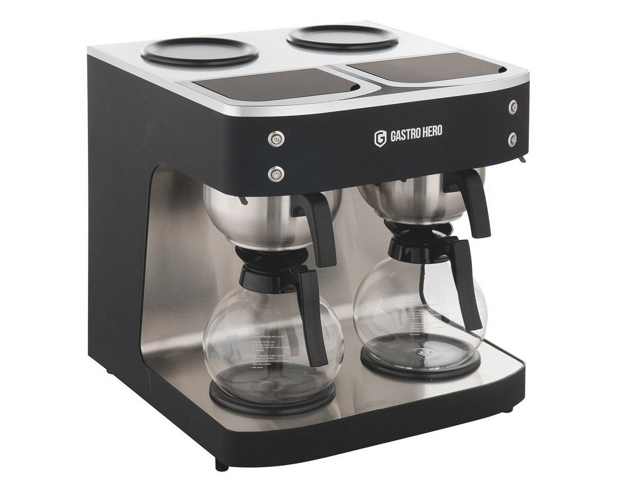 GastroHero Filterkaffeemaschine Filterkaffeemaschine – 2x 2 Liter - Gastronomie & Büro, Klassische Filterzubereitung, robuste Kunststoff-Steuereinheit