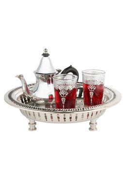 Marrakesch Orient & Mediterran Interior Teeservice Orient Tee Deko Set Geschenkset Tablett Teekanne Teegläser, 2 Personen, Handarbeit