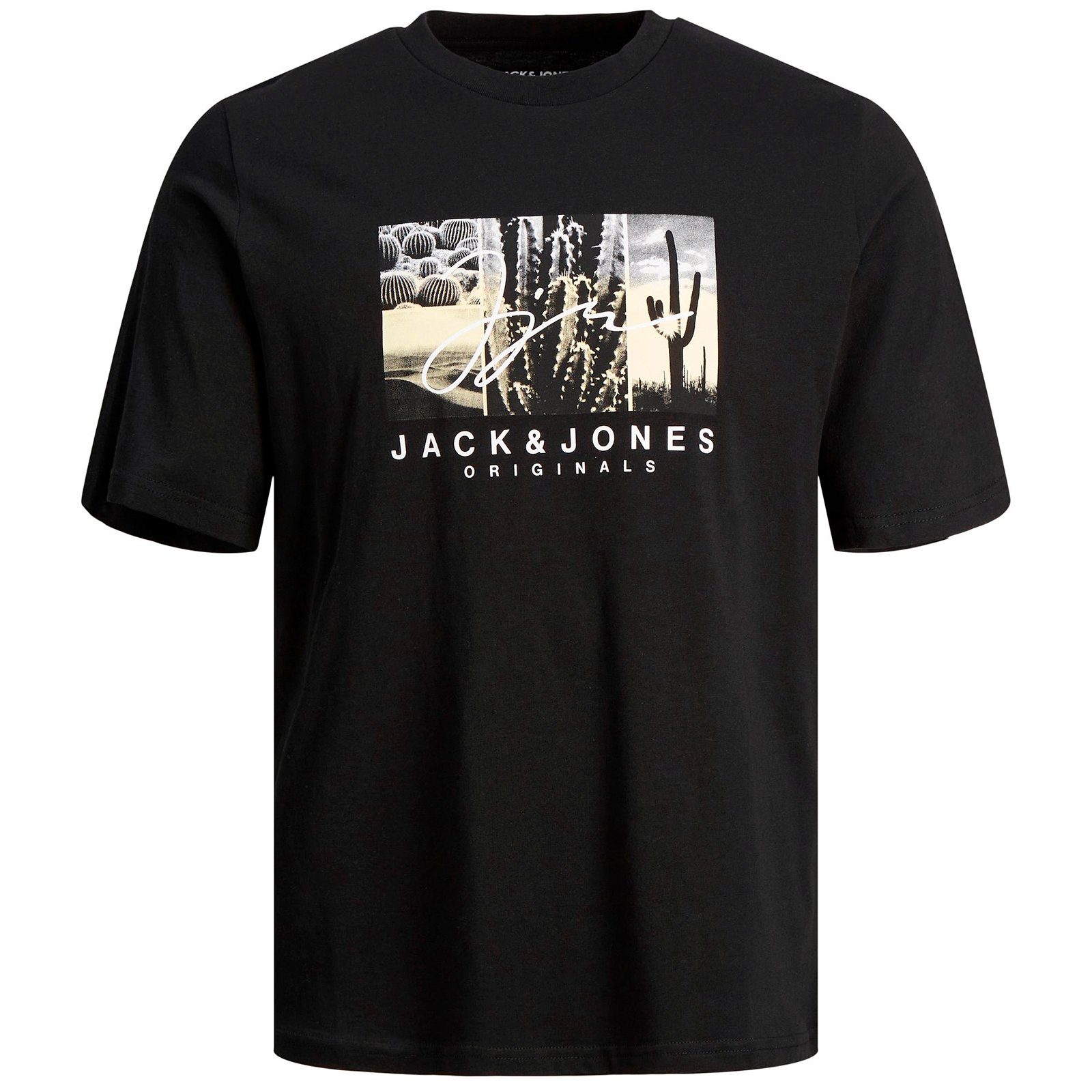 Jack & Jones Rundhalsshirt Große Größen Herren T-Shirt schwarz Fotoprint Jack&Jones