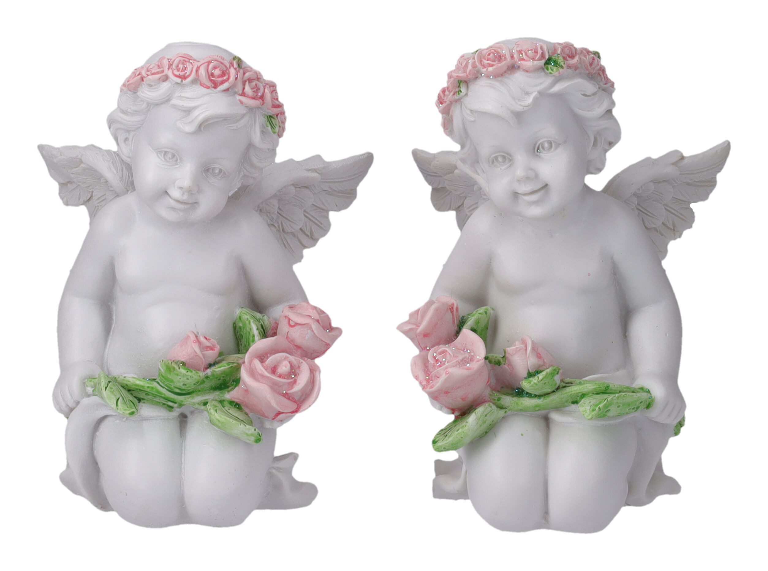 Figuren Shop GmbH Fantasy-Figur Engel Фигурки 2er Set - Putten mit Rosen Dekofigur Fantasy Engelfigur