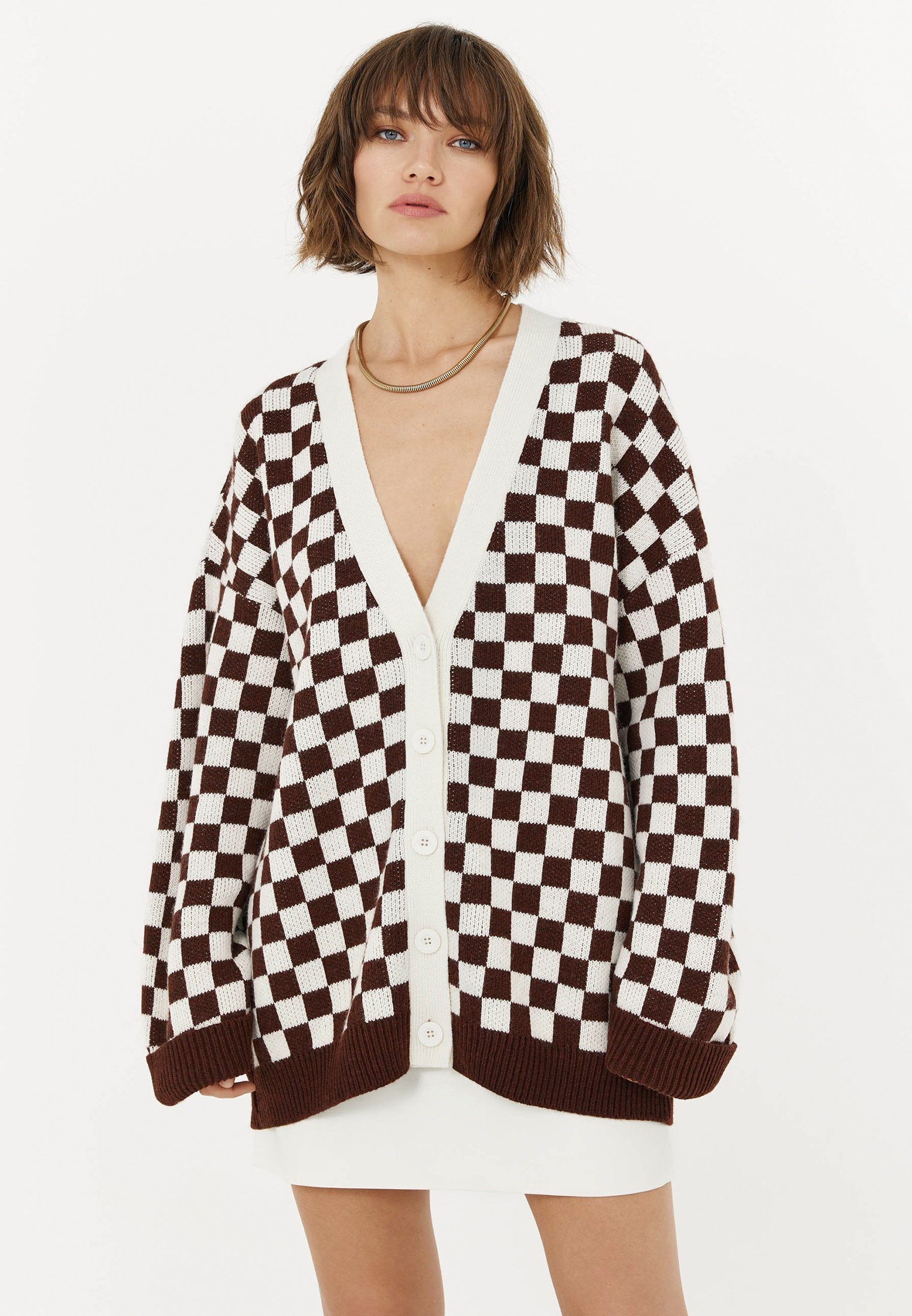 Checkered Cardigan TOPTOP cardigan STUDIO BRAUN knit