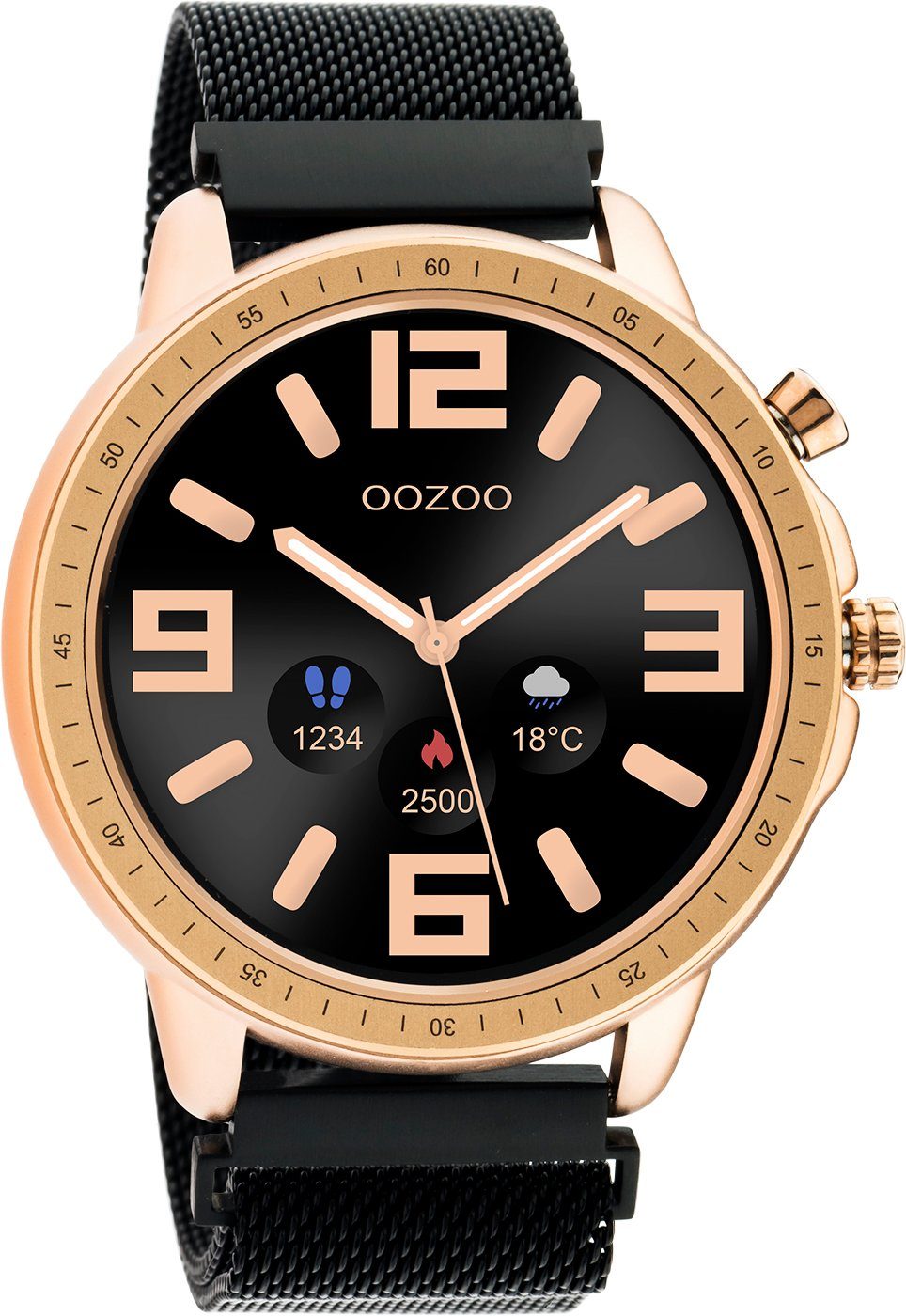 Armbanduhr Q00308 Smartwatch mm Schwarz Milanaiseband 45 OOZOO Rose
