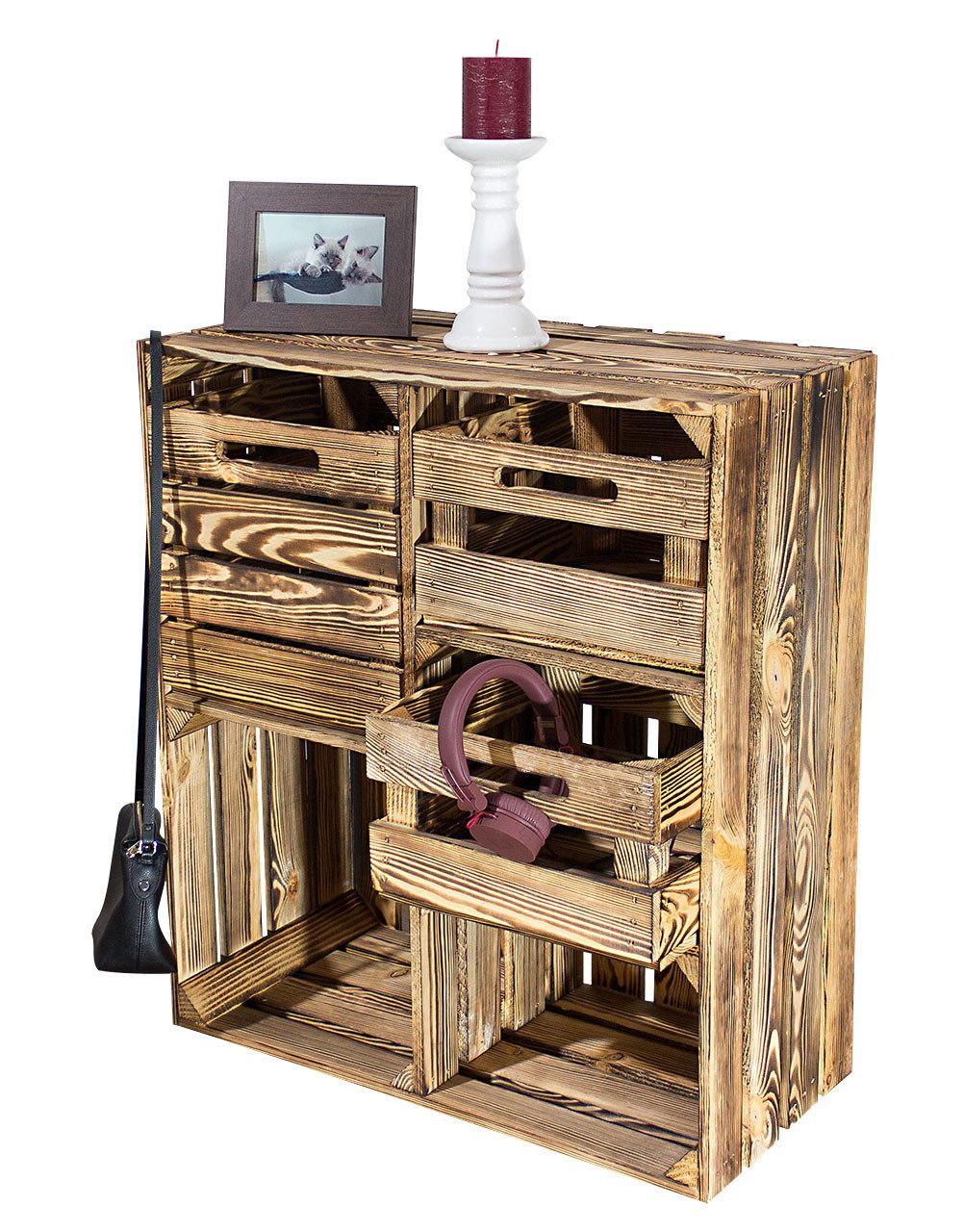 Allzweckkiste große Regalkiste HS3 geflammt mit Schubladen Schuhregal Kommo günstig online kaufen