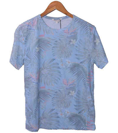 REVIEW Kurzarmshirt »REVIEW Kinder Sommer-Shirt sommerliches T-Shirt mit tropischem Allover-Print Strand-Shirt Hell-Blau«