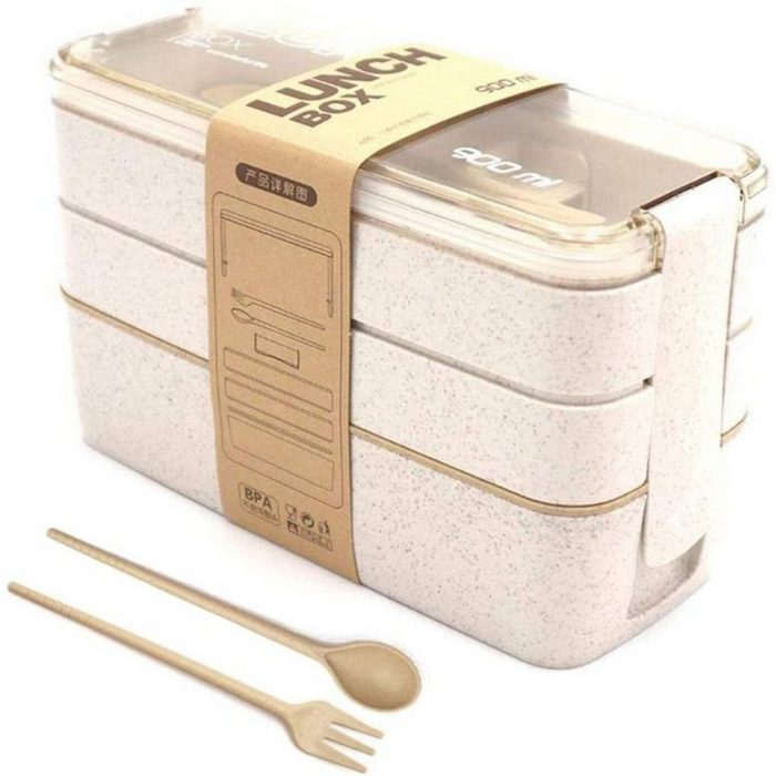 Mmgoqqt Lunchbox Lunchbox - Brotdose kinder mit Fächern Löffel und Gabel Tragbare Bento Box für Kinder Auslaufsicher BPA-Frei Gefrierschrank Mikrowelle und Spülmaschinenfest
