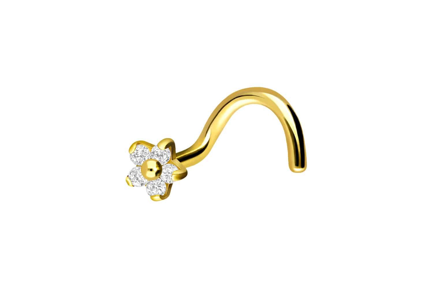 PIERCINGLINE Nasenpiercing Chirurgenstahl Nasenstecker Spirale KRISTALLBLUME (Nasenstecker, 1-tlg)