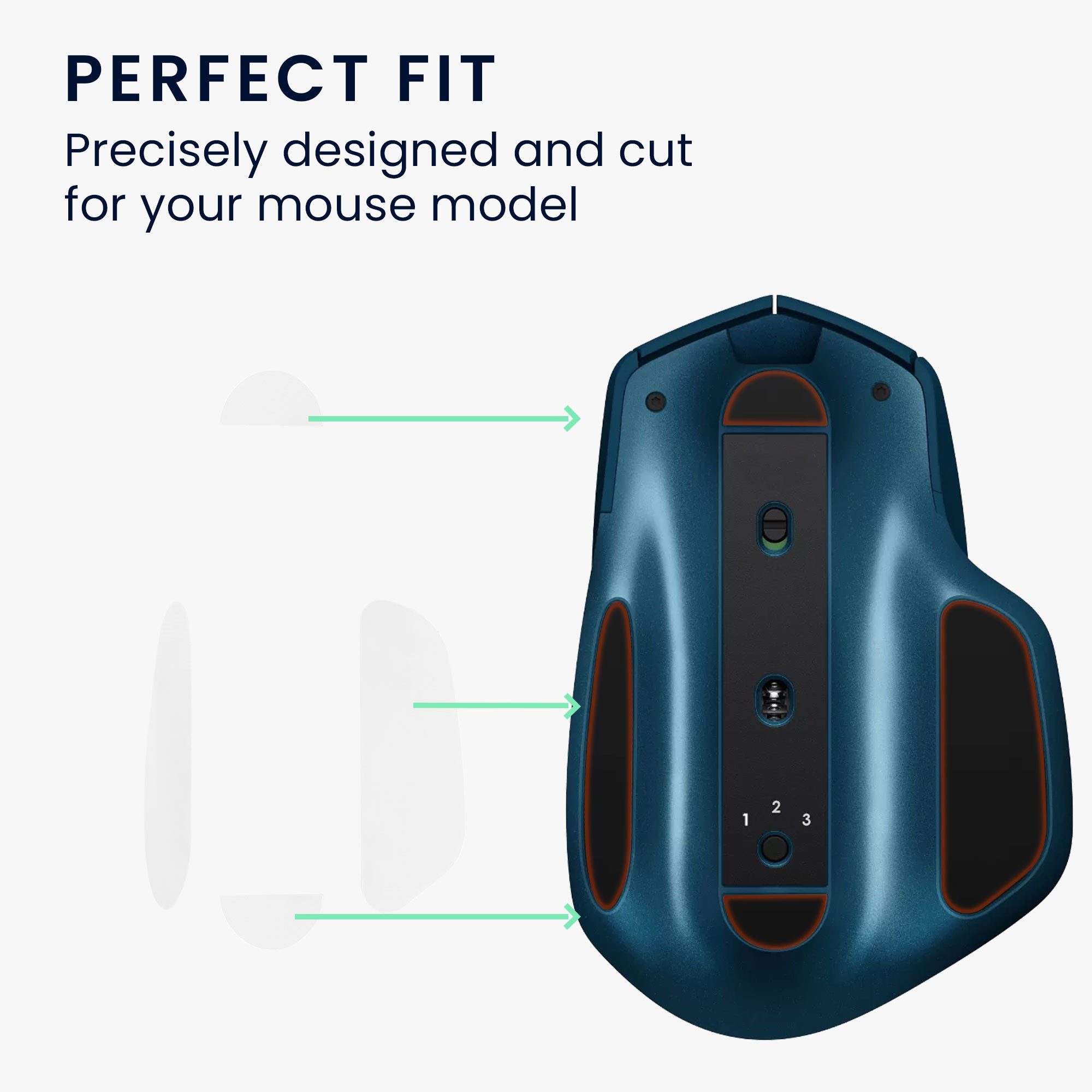 kwmobile Mausfüße Mouse Feet Sticker für Logitech MX Master 2S (1-St), Ersatz Glider Mausfüße passgenau - Glides in Weiß
