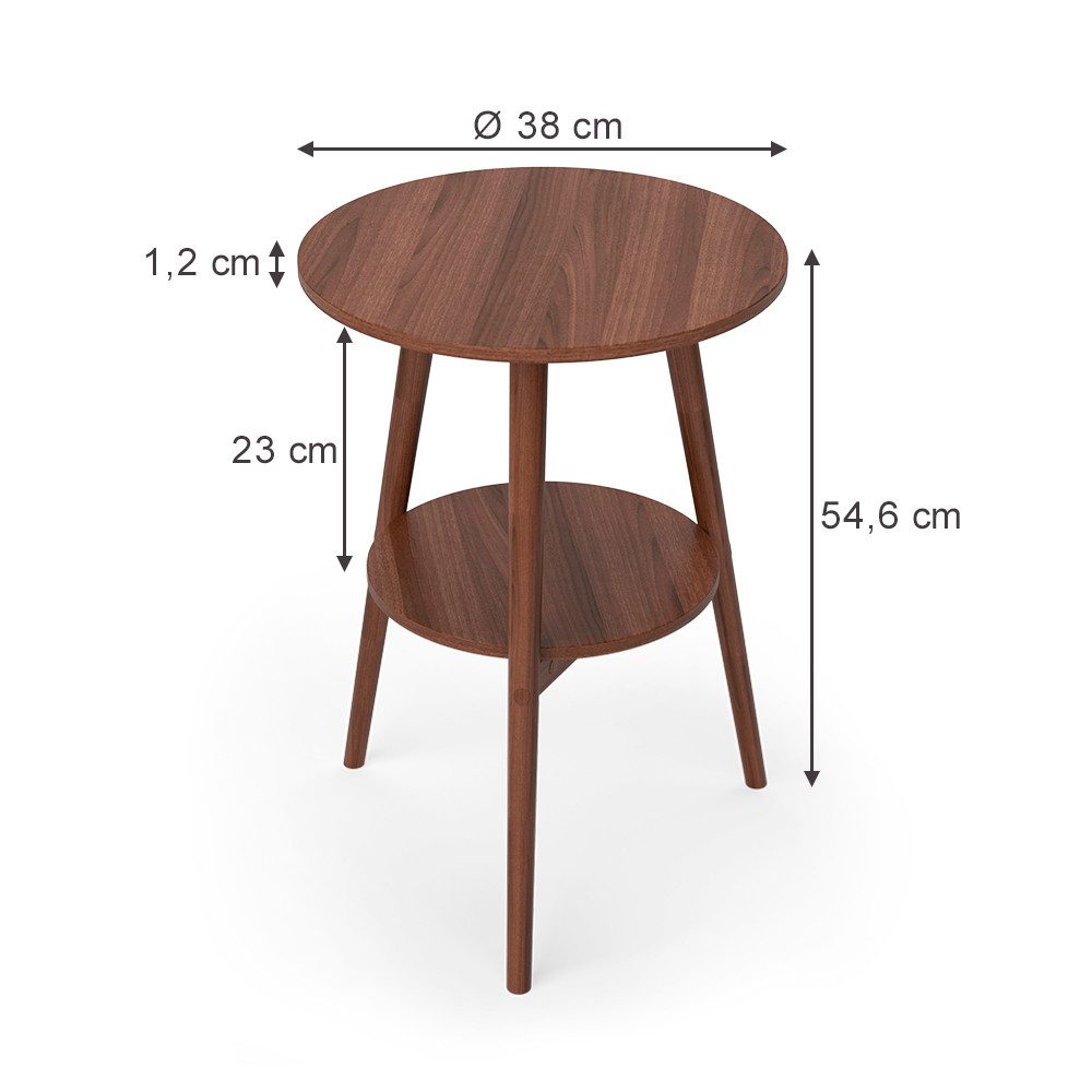 Vicco Couchtisch Rondal, Nussbaum, 38 x 38 cm (1-St)