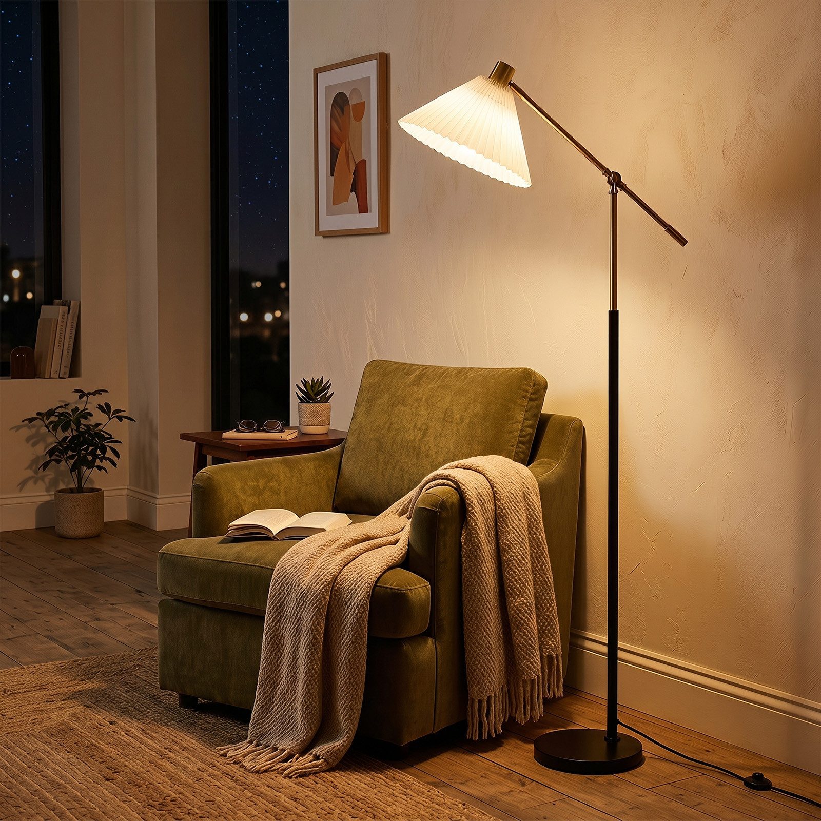 COSTWAY Stehlampe, Standleuchte wohnzimmer, Standlampe mit Lampenschirm