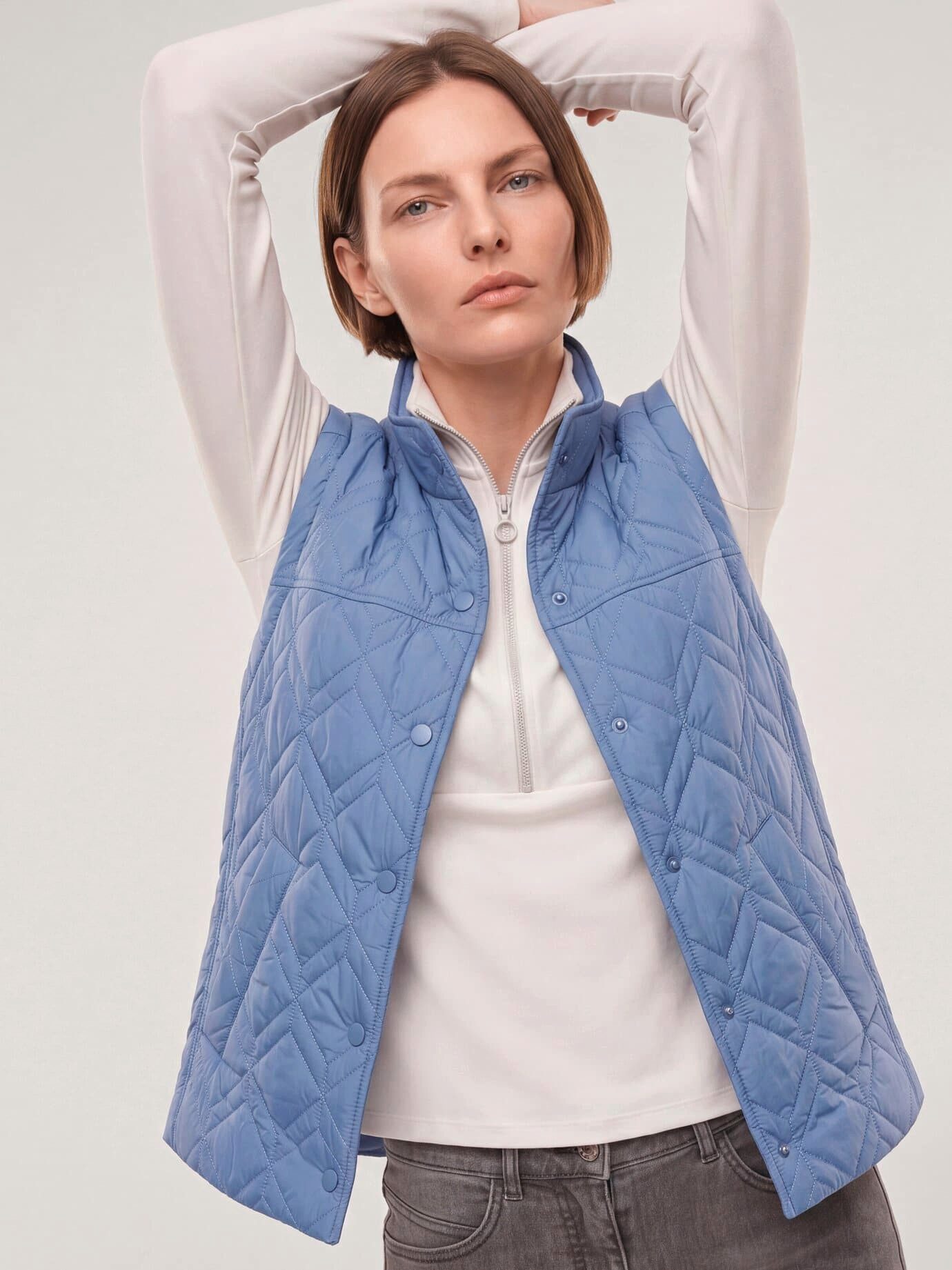 Walbusch Steppweste Damen Steppweste mit Druckknöpfen Stehkragen, modern, wasserabweisend