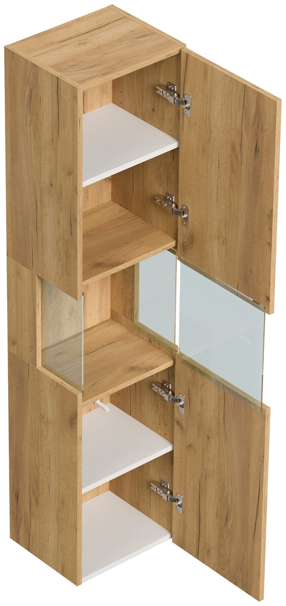 Posseik Hochschrank Badezimmer Hochschrank "Limes 150cm" Glaselement Eiche Gold