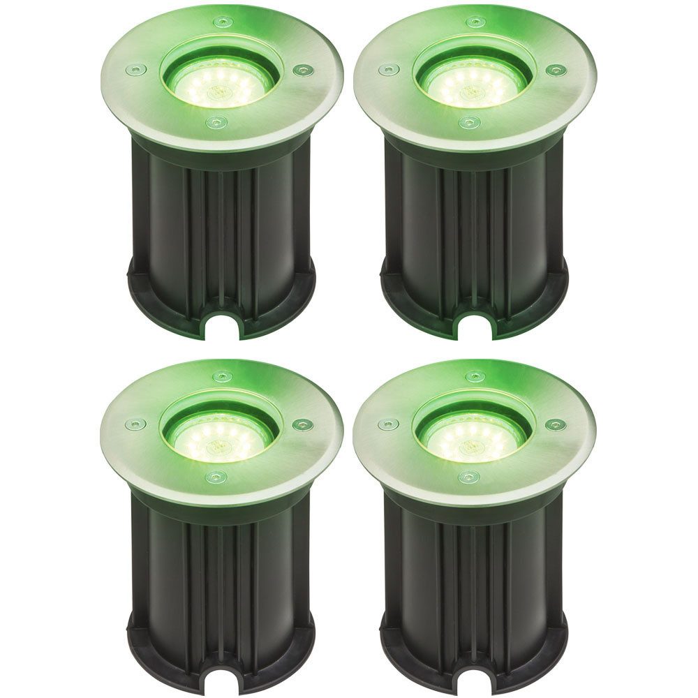 GLOBO LIGHTING LED Einbaustrahler, Leuchtmittel inklusive, Warmweiß, Farbwechsel, 4x Boden Einbau Прожектори Fernbedienung Einfahrt Garten