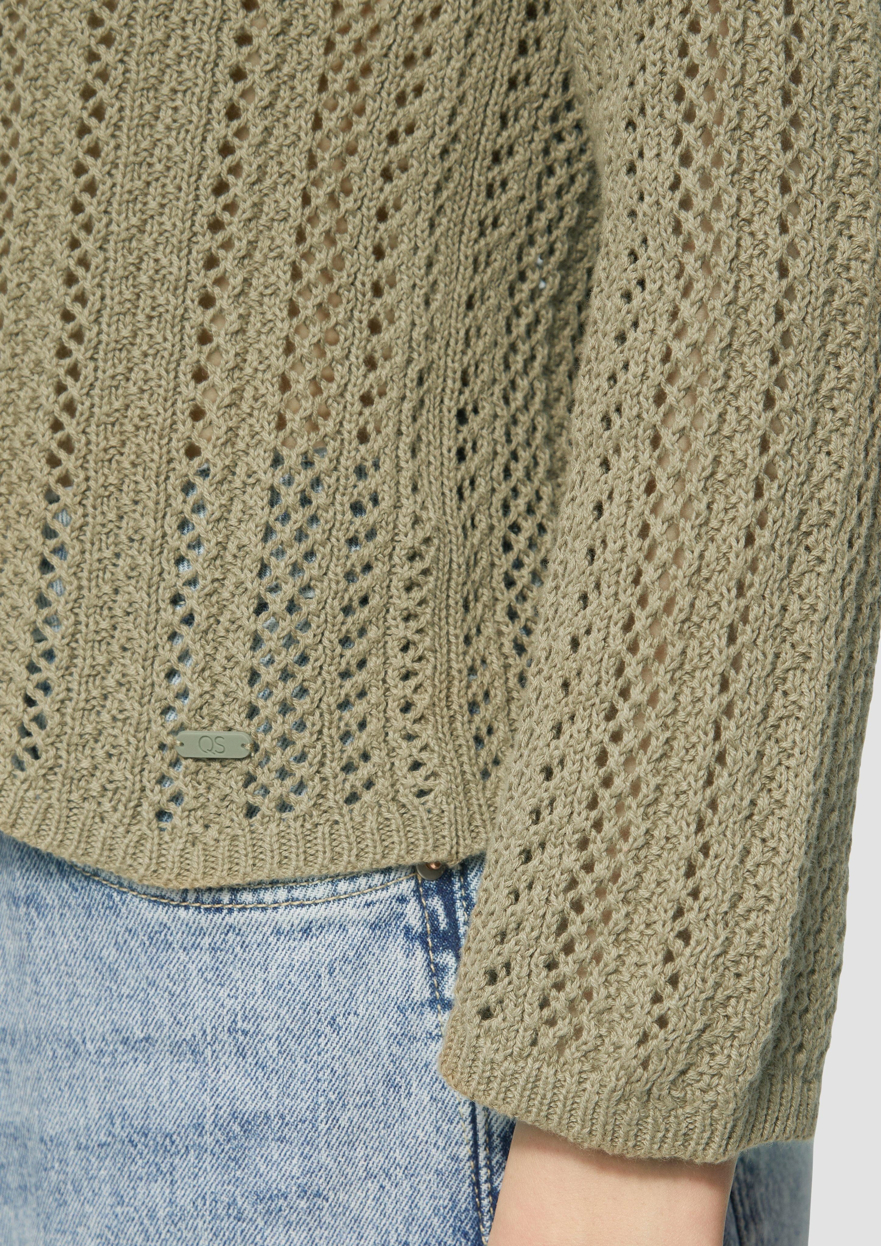 QS Strickpullover Pullover in Häkeloptik günstig online kaufen