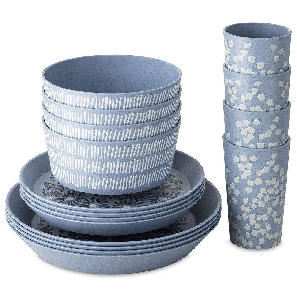 KOZIOL Geschirr-Set BLOMSTER SET, Geschirrset 16-teilig (16-tlg), 4 Personen, Kunststoff