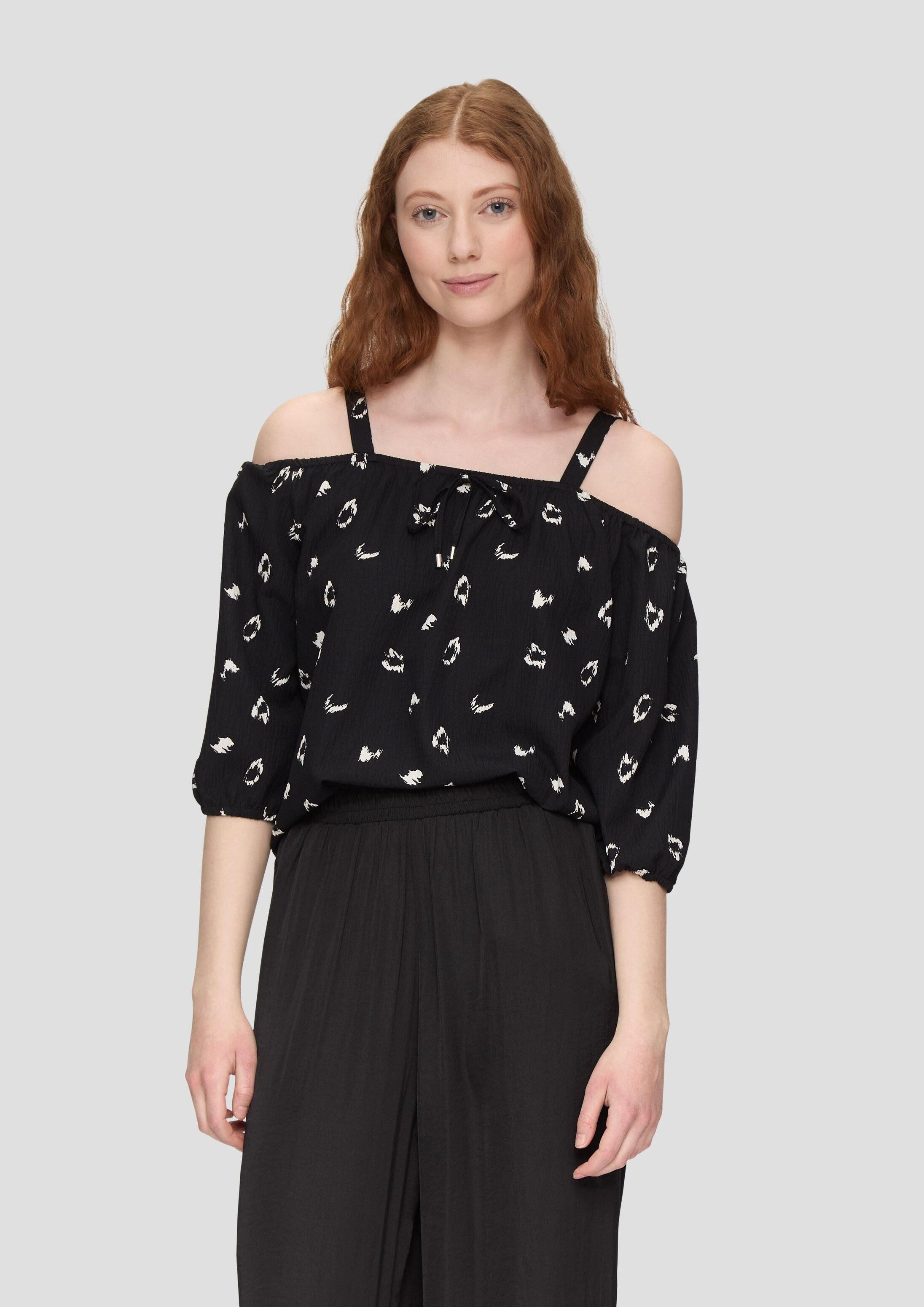 QS Kurzarmbluse Bluse Bluse mit Off-Shoulder-Ausschnitt