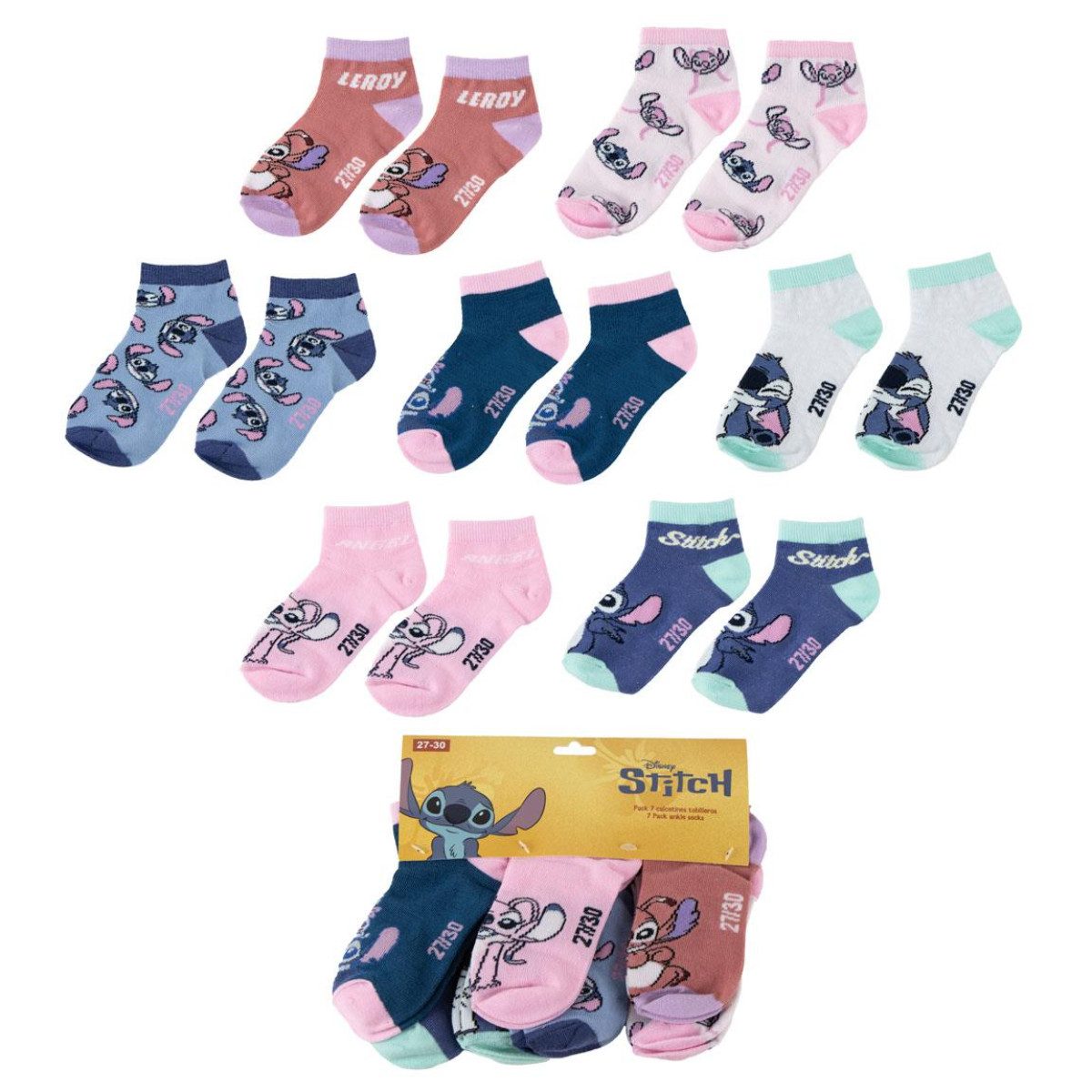 Lilo & Stitch Kurzsocken Kinder Kurzsocken Mehrpack für Alltag und Sport