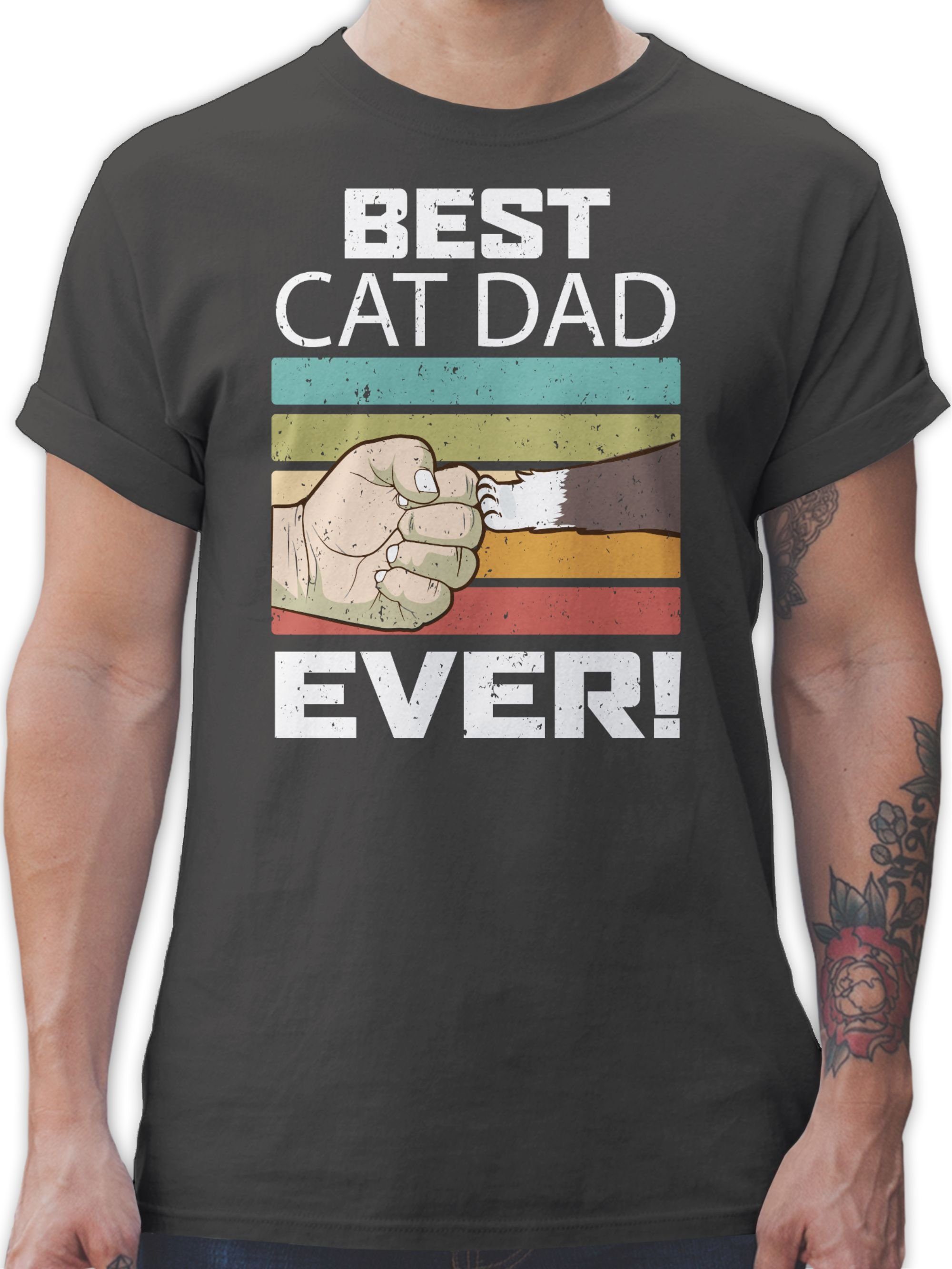 Shirtracer T-Shirt Best Cat Dad Ever Katzenliebhaber Katzenfan Geschenk Katzenbesitzer Geschenk 02 Dunkelgrau
