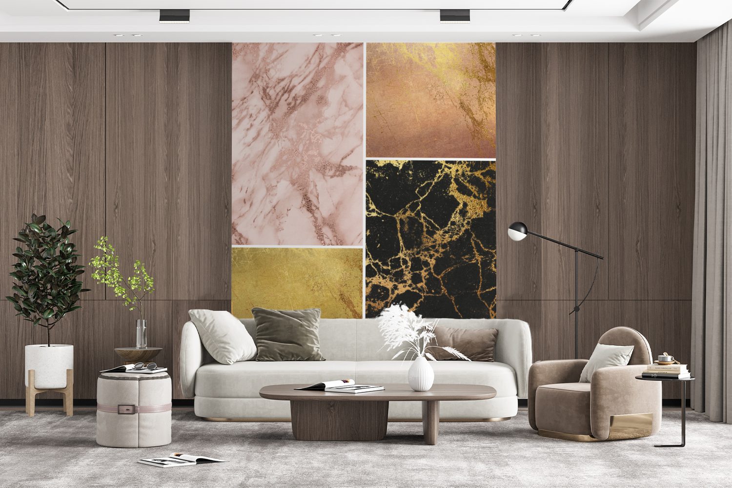 Wandtapete - Marmor Montagefertig Fototapete Luxus Wohnzimmer, für Matt, bedruckt, Design, Tapete - Vinyl (4 MuchoWow St),