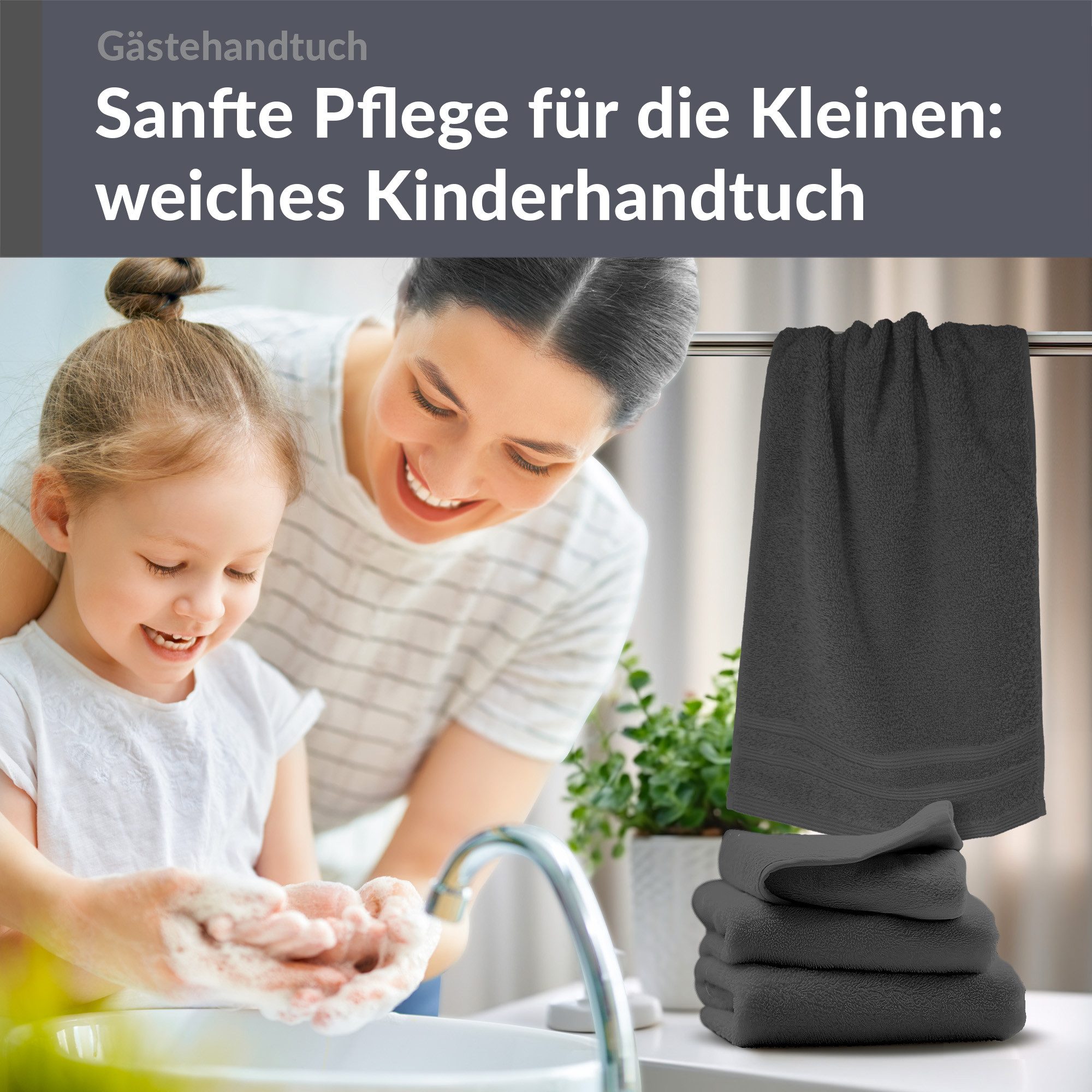 Lashuma Gästehandtücher Set London, Frottee (Spar-Set, 4-St), kleine Frottee Premium Handtücher 30x50 cm für Kinder, Bad, Gäste, WC
