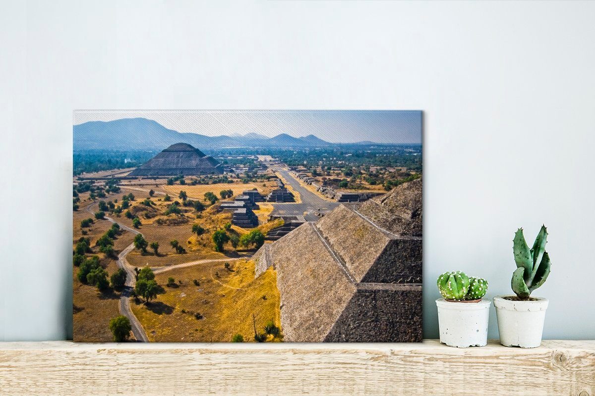 cm in Sonnenpyramiden (1 Aufhängefertig, Leinwandbilder, Wandbild St), und Wanddeko, OneMillionCanvasses® Teotihuacán Leinwandbild Mond- in 30x20 Zentralmexiko,